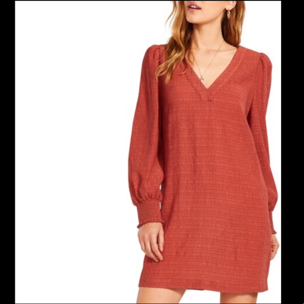BB DAKOTA X STEVE MADDEN Ruston Textured Long Sleeve Shift Minidress XS